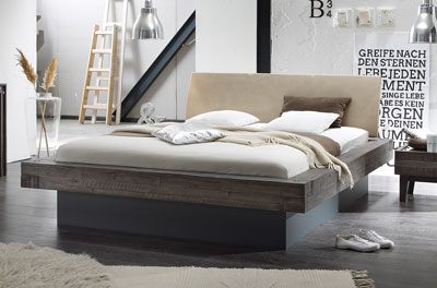 Wasserbett mit Massivholz Bettrahmen Factory line Bloc und Ripo Kopfteil