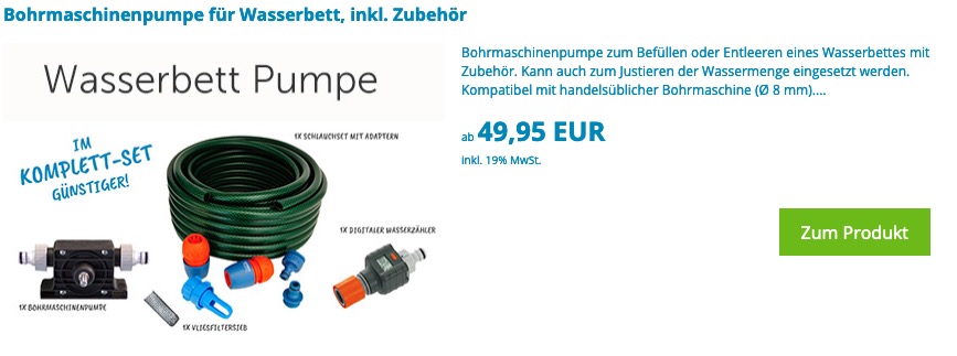 Wasserbett Pumpe online leihen: Vakuumpumpe zum Entleeren mieten