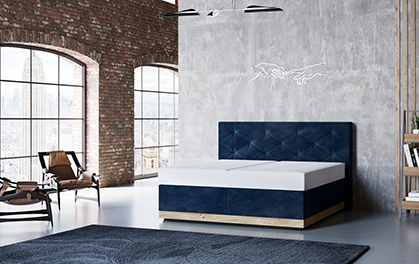 Wasserbett Tadeo in Boxspringbett-Optik mit Massivholz-Umrandung