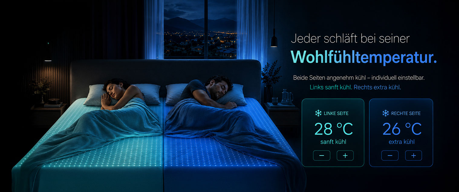 Egal ob Winter oder Sommer, jeder schl�ft bei seiner perfekten Wohlf�hltemperatur im Wasserbett