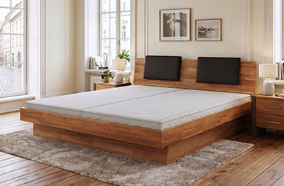 Wasserbett Domenique komplett mit Eiche Massivholz-Bettrahmen und Kopfteil