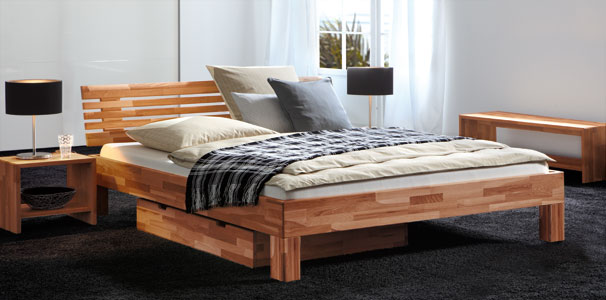 Komplettes Hasena Massivholzbett Woodline Buche