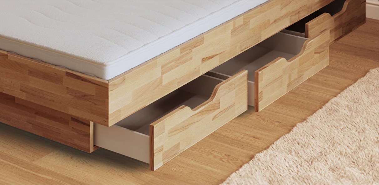 Massivholz Wasserbett mit Schubladenpodest Woodline Varus