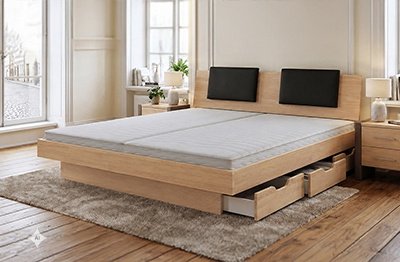 Wasserbett Winnora komplett mit Buche Massivholz-Bettrahmen, Schubladen und Kopfteil
