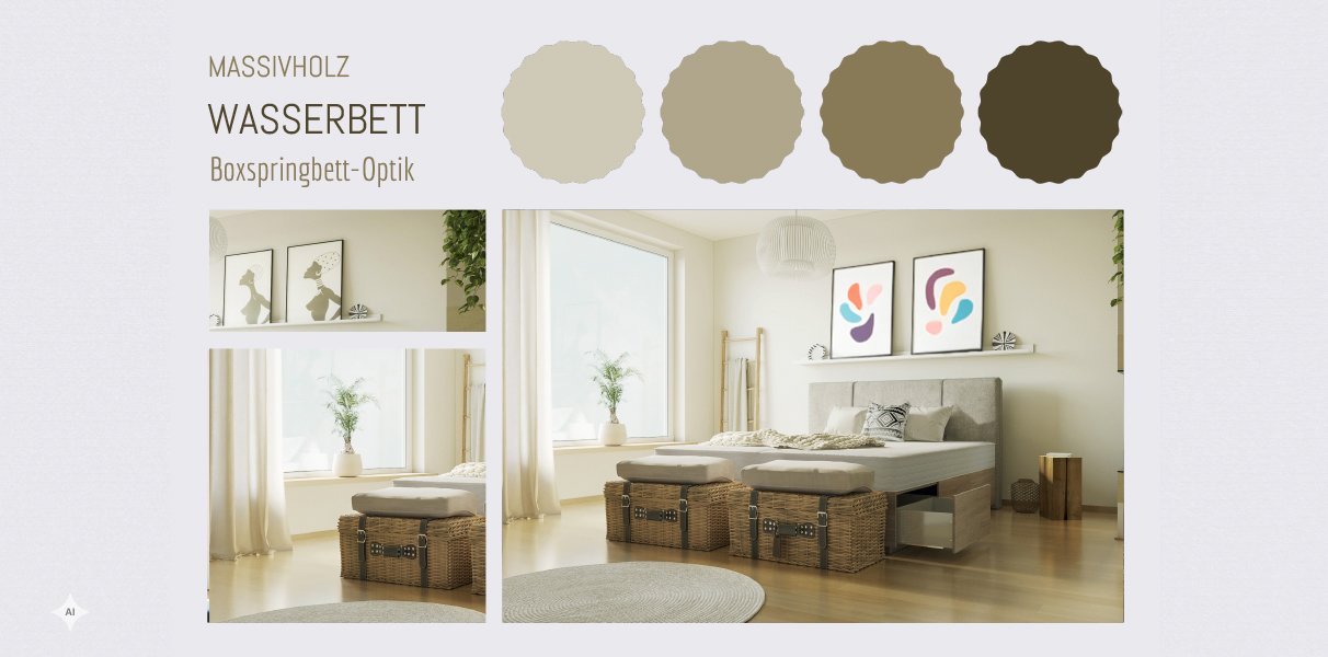 Wasserbett mit 6 gro�en Massivholz-Schubladen in Boxspringbett-O Abbildung 2