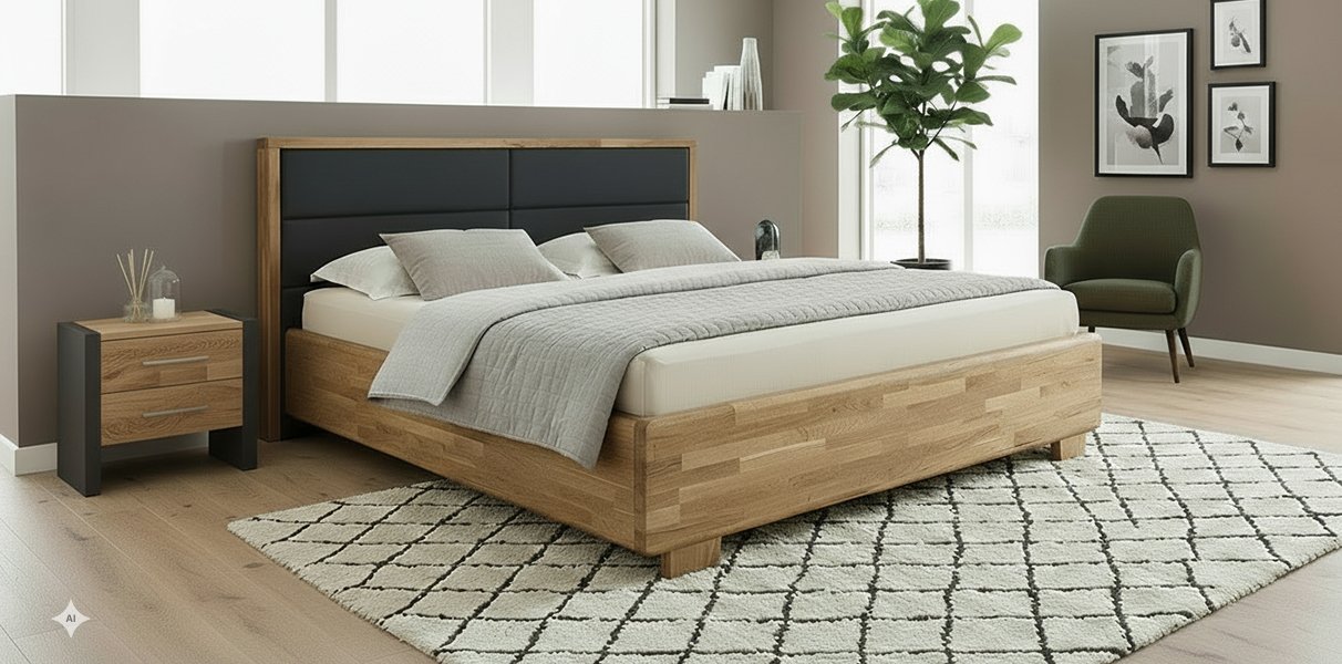 Wasserbett mit Malm� Bettrahmen Eiche oder Buche und Kopfteil Abbildung 1