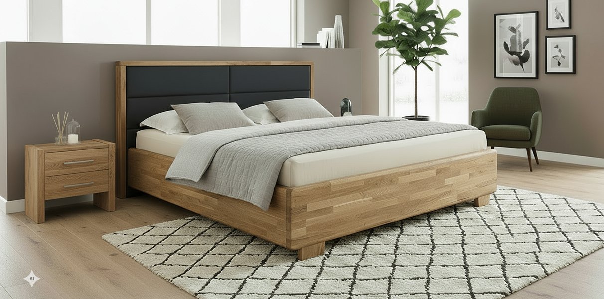 Wasserbett mit Malm� Bettrahmen Eiche oder Buche und Kopfteil Abbildung 2