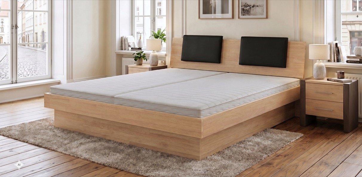 Wasserbett Domenique komplett mit Buche Massivholz-Bettrahmen un Abbildung 1