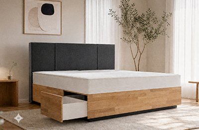 Boxspring-Wasserbett Maximo � 6 Massivholz-Schubladen, viele Kopfteile w�hlbar