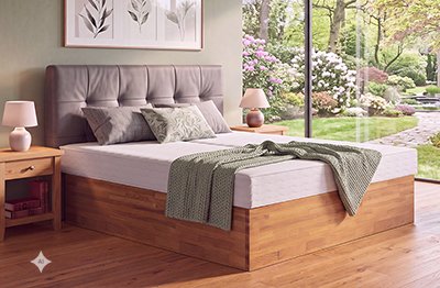 Wasserbett Hamburg mit Maxi-Podest aus Dekor- oder Massivholz