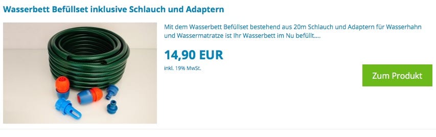 Befüllset für Wasserbett kaufen