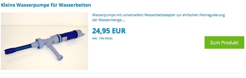 Wasserbett Füllmenge Korrektur-Pumpe